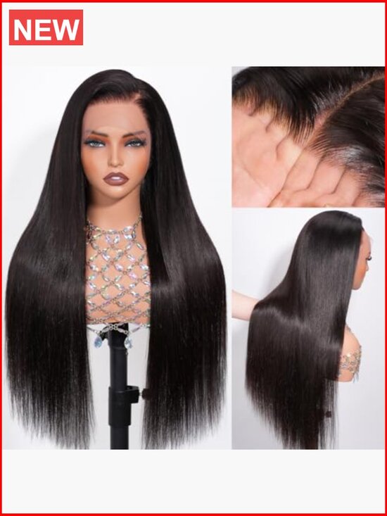 13x6 HD Lace Front Wig Human Hair Pre Plucked 180% Density Straight 26 inch main image 5